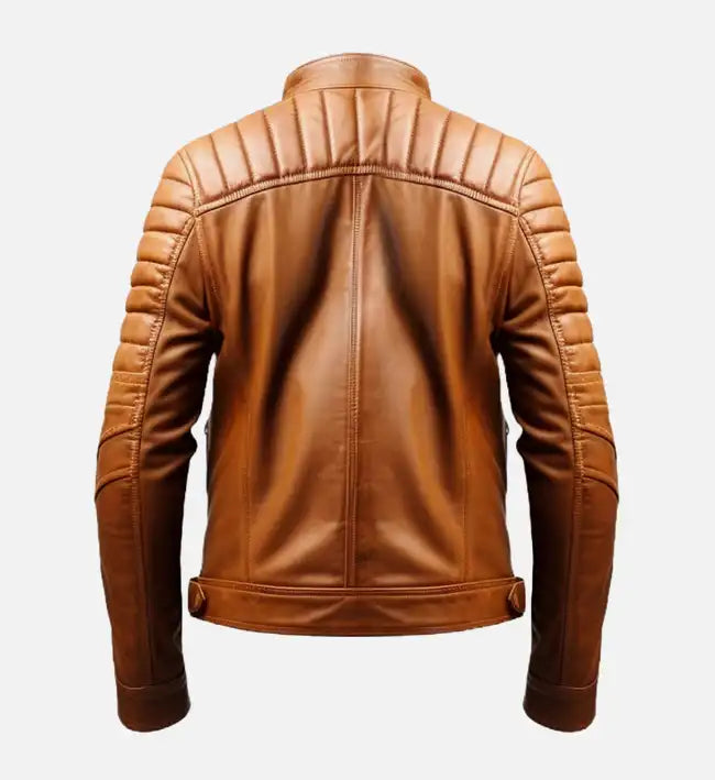 cafe racer tan leather jacket for men