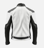 cafe racer white black leather jacket for men