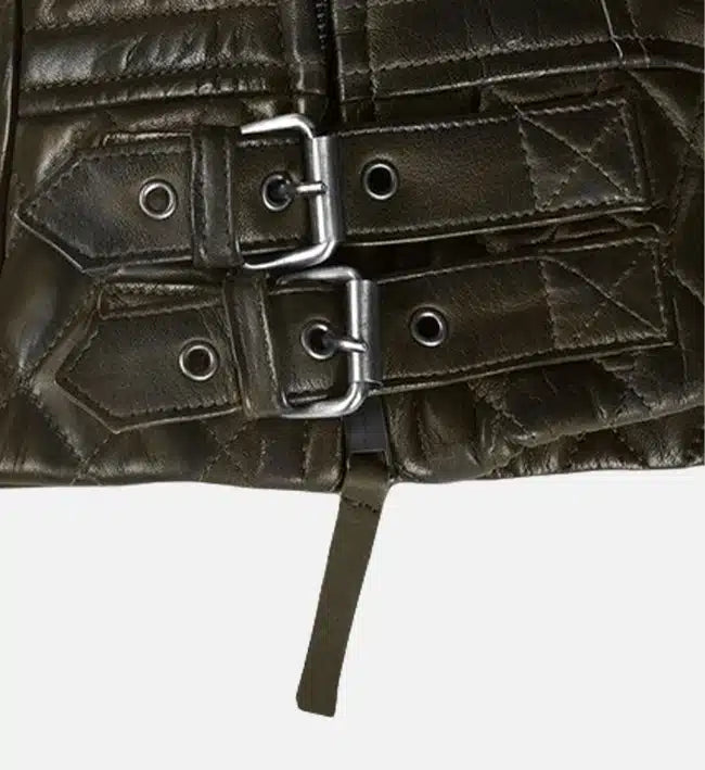 charles burnt olive leather jacket for men