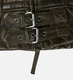 charles burnt olive leather jacket for men