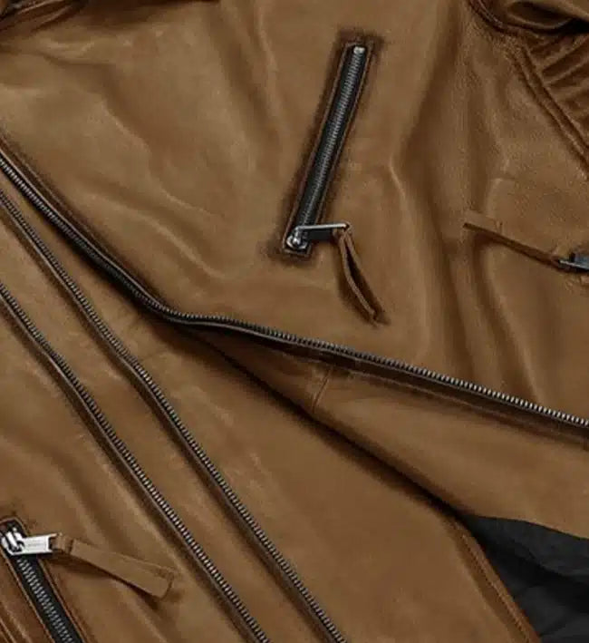 charles burnt tan leather jacket for men