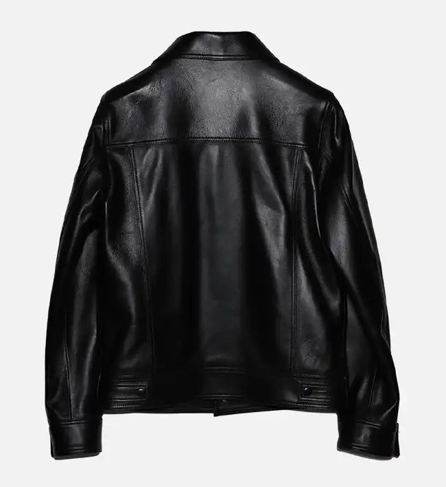 classic black trucker button jacket for women
