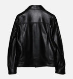 classic black trucker button jacket for women
