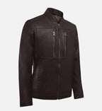 classic brown biker leather jacket for men