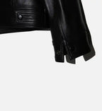 classic trucker black button jacket for women
