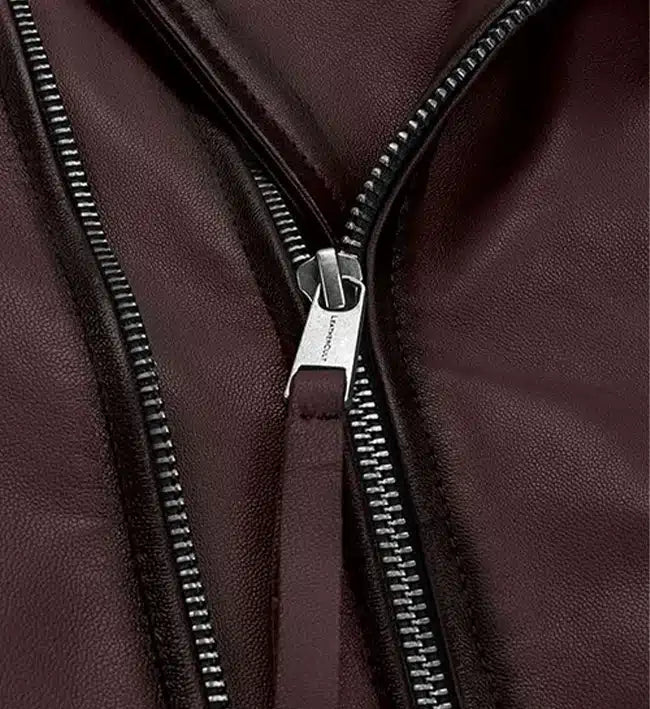 classic wine biker leather jacket for men