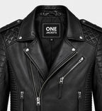 Mens Classic Black Biker Leather Jacket