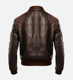 coffee brown bomber leather mens jacket