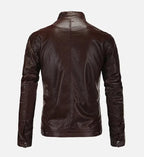 dark brown cafe racer leather jacket for men