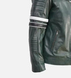dark green motorcycle jacket for men leather
