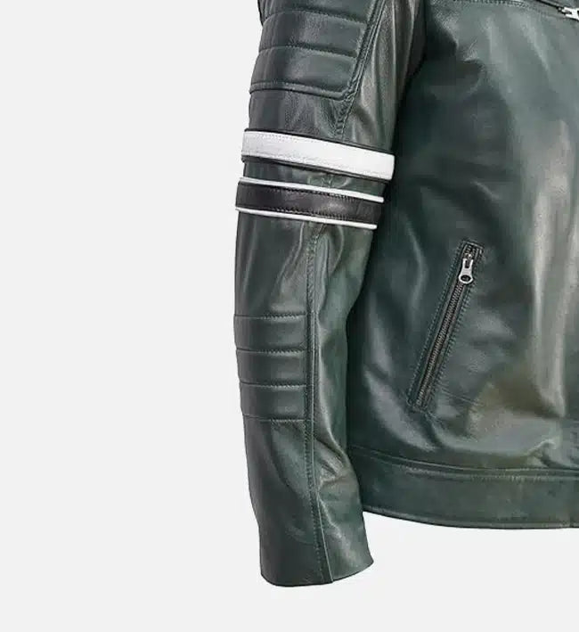 dark green motorcycle jacket for men leather
