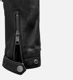 double breast black biker leather jacket for men