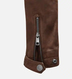 double breast tan biker leather jacket for men