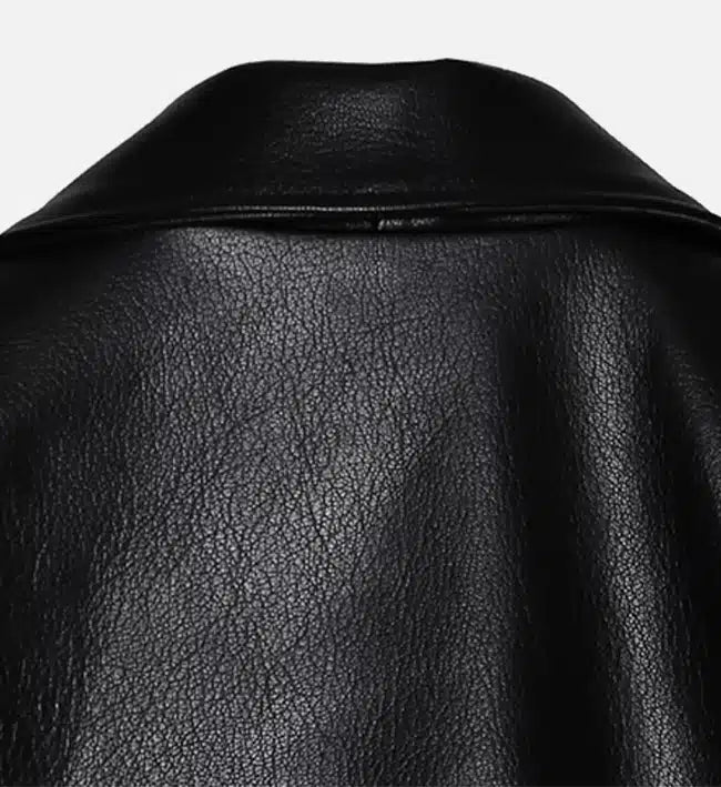 double zipper black biker jacket for men
