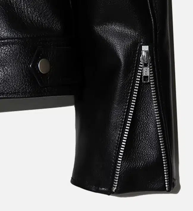 double zipper black biker jacket for men
