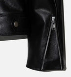 double zipper black biker jacket for men
