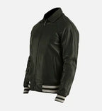 green leather varsity jacket for men