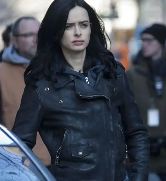 stylish jessica jones black leather jacket
