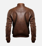 jordan brown leather mens bomber jacket