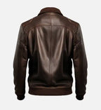 leather dark brown bomber jacket for men