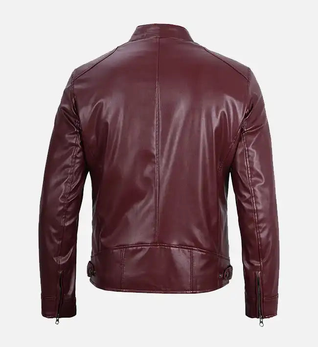 maroon cafe vegan leather mens jacket