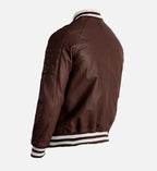 maroon leather varsity jacket for men