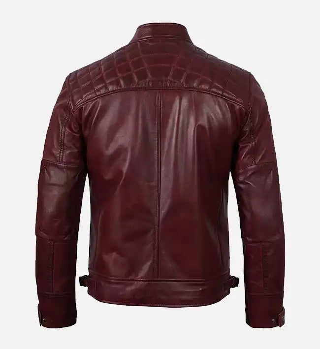 maroon real leather mens biker jacket
