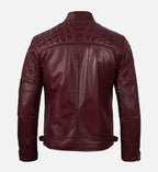 maroon real leather mens biker jacket
