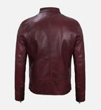 maroon cafe racer premium leather mens jacket