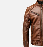 men cafe racer brown moto leather jacket