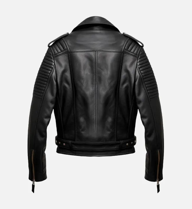 mens leather black biker jacket