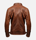 mens leather brown cafe racer jacket