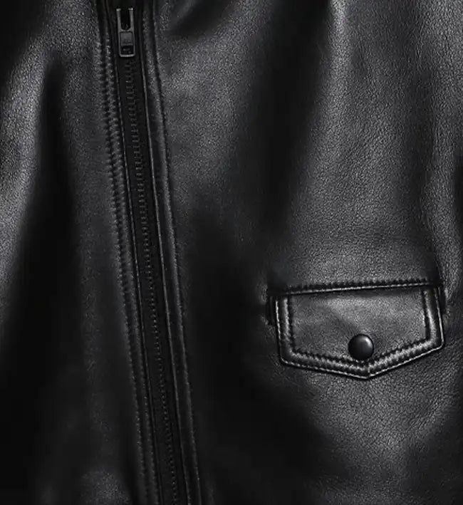 black biker leather jacket with zipper for men
