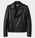 Men's All Black Zipper Biker Leather Jacket
