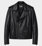 Men's All Black Zipper Biker Leather Jacket