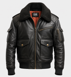 Men's Aviator Black Bomber Leather Jacket