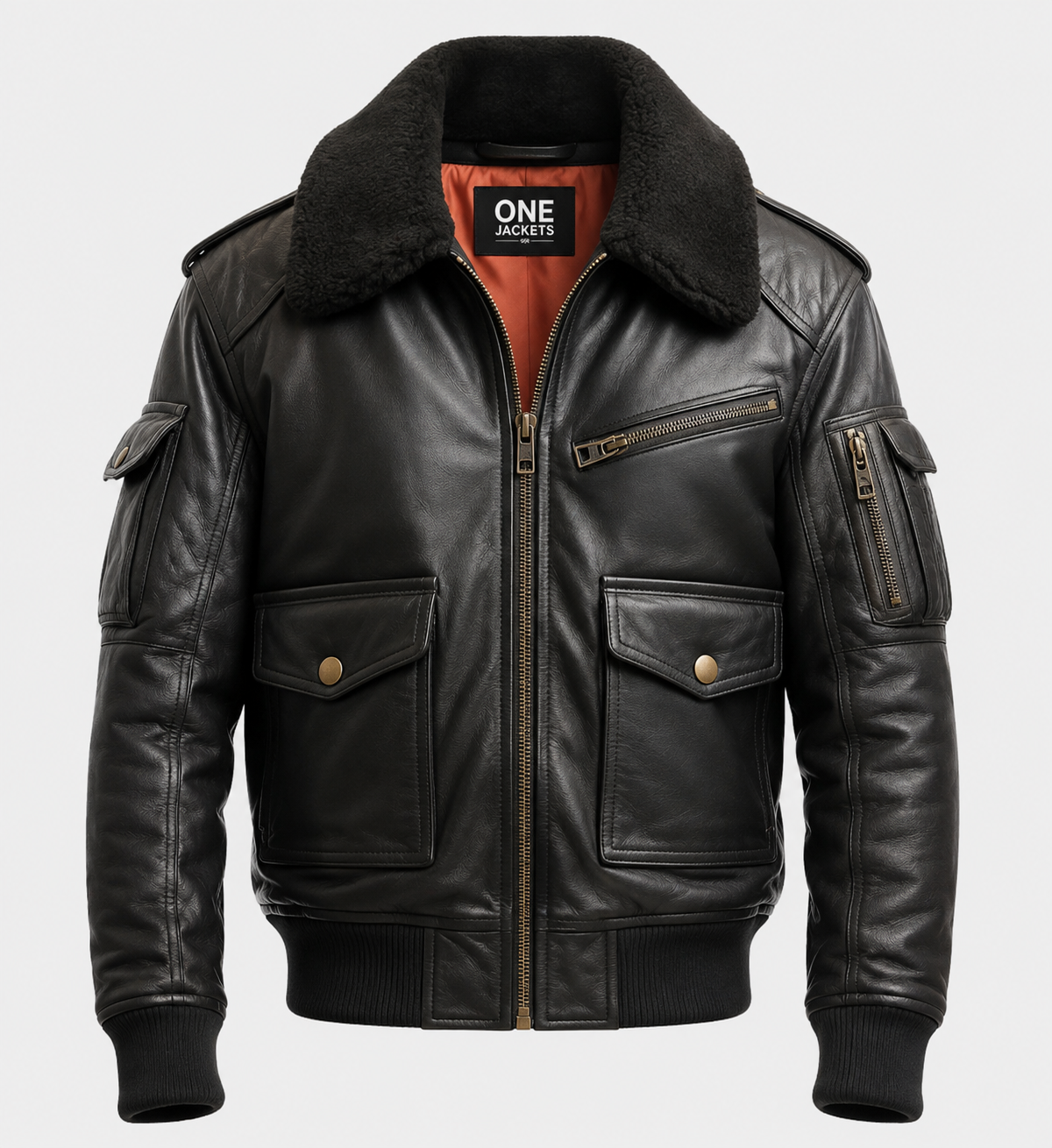 Men's Aviator Black Bomber Leather Jacket