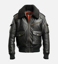 mens aviator black bomber leather jacket