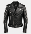 Men's Black Stud Biker Leather Jacket