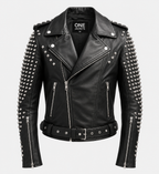 Men's Black Stud Biker Leather Jacket