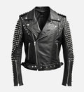 mens biker leather jacket with black studs