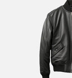 bomber leather jacket black for men