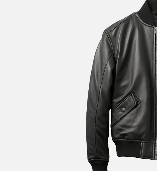 bomber leather jacket black for men