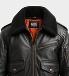 Mens Aviator Black Bomber Leather Jacket