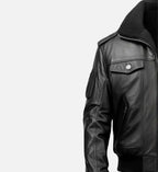 mens black aviator leather bomber jacket