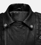 mens black biker leather jacket with double breast