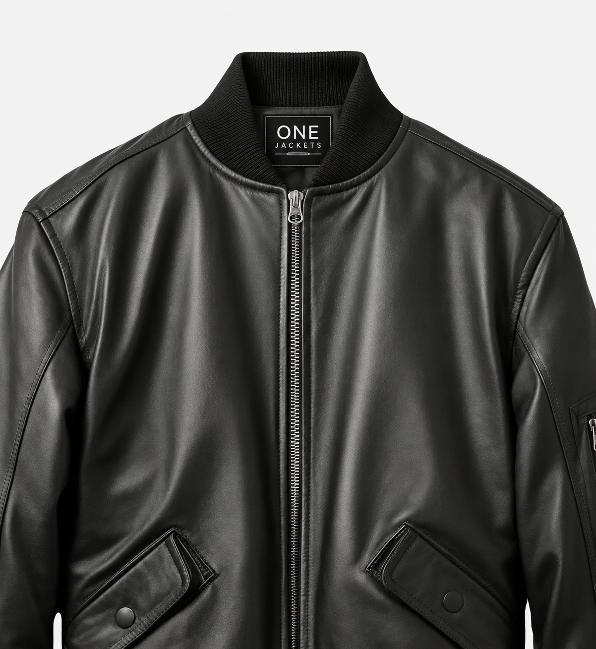Men Black Bomber Leather Jacket