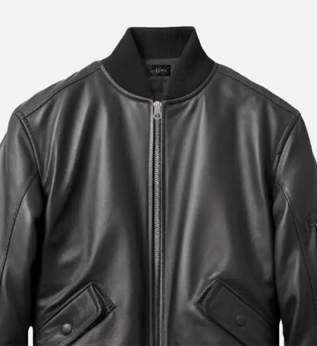 mens black bomber leather jacket
