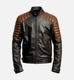 mens black brown cafe racer leather jacket