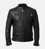 mens black cafe racer biker leather jacket